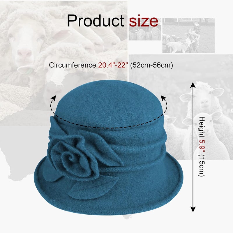 Sumolux Women Beret Hat French Vintage Floral Wool Dress Cloche Classic Winter Hat 1920s - Image 4